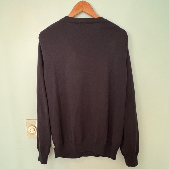 LACOSTE Mens Argyle Diamond Black Red Sweater. 5 - Picture 2 of 11